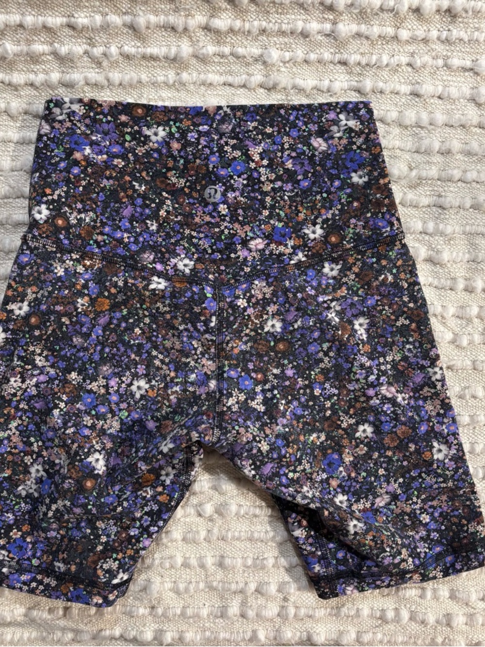 lululemon athletica Floral Print Athletic Shorts in Purple and Black